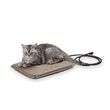 K&H Pet Products Lectro-Soft Orthopedic Outdoor Heated Cat Bed for Outdoor Cat Houses, Safety Listed Automatic Warming Pad, Soft and Flexible, Waterproof, Washable Cover - Small 18 X 14in Tan 20W