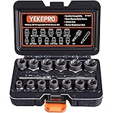 15PCS Impact Bolt &amp; Nut Extractor Set, 3/8" Drive Extractor Socket Set | Stripped for Damaged, Rusted, Rounded-Off, Frozen Bolts, Nuts &amp; Screws with Adapter &amp; Knock-Out Pin and Case, Cr-Mo Steel