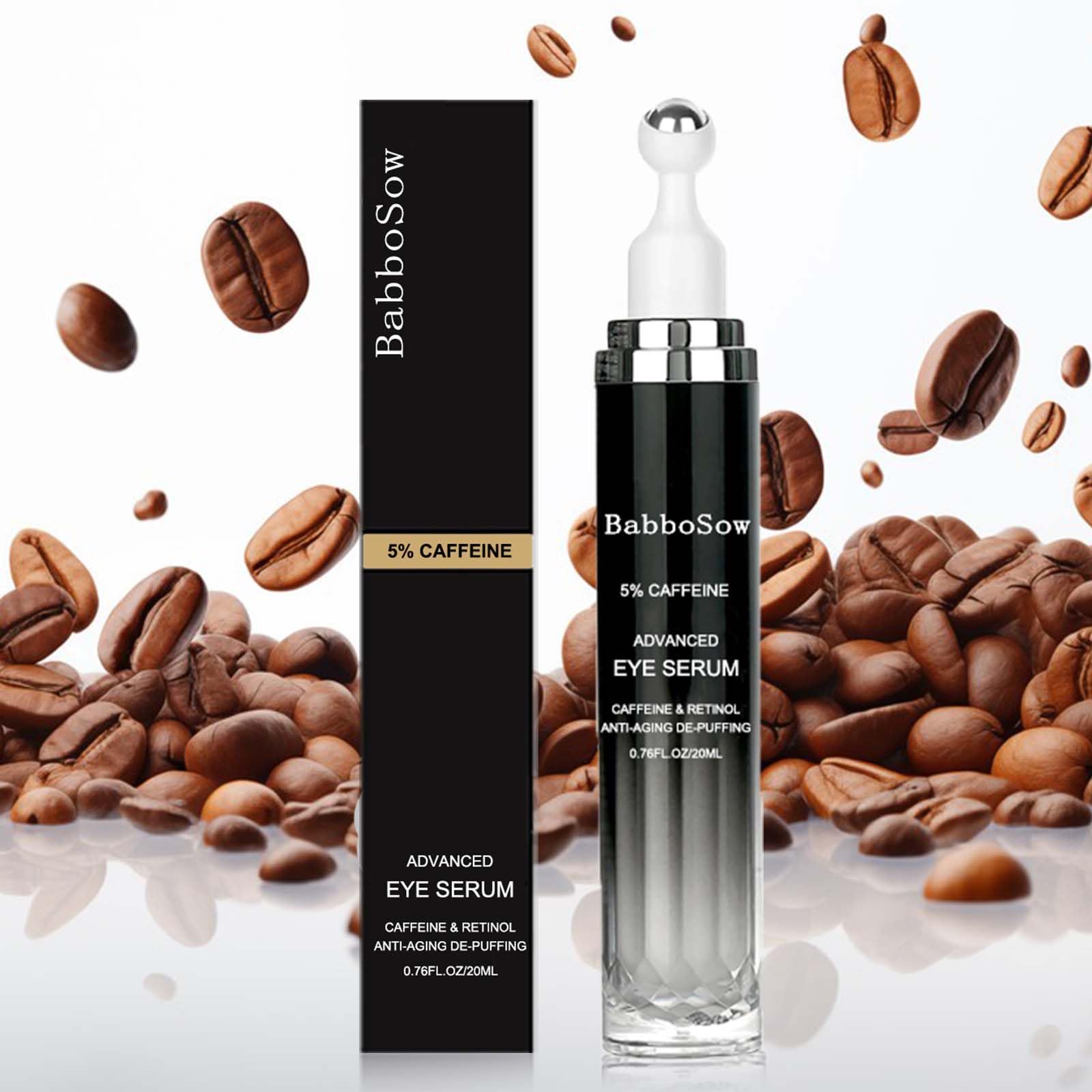 Caffeine Eye Cream, Caffeine Eye Serum,Under Eye Cream Dark Circles, eye Cream for Dark Circles and Puffiness with 360° Roller, Anti-Ageing Reduces Puffiness, Wrinkles & Fine Lines