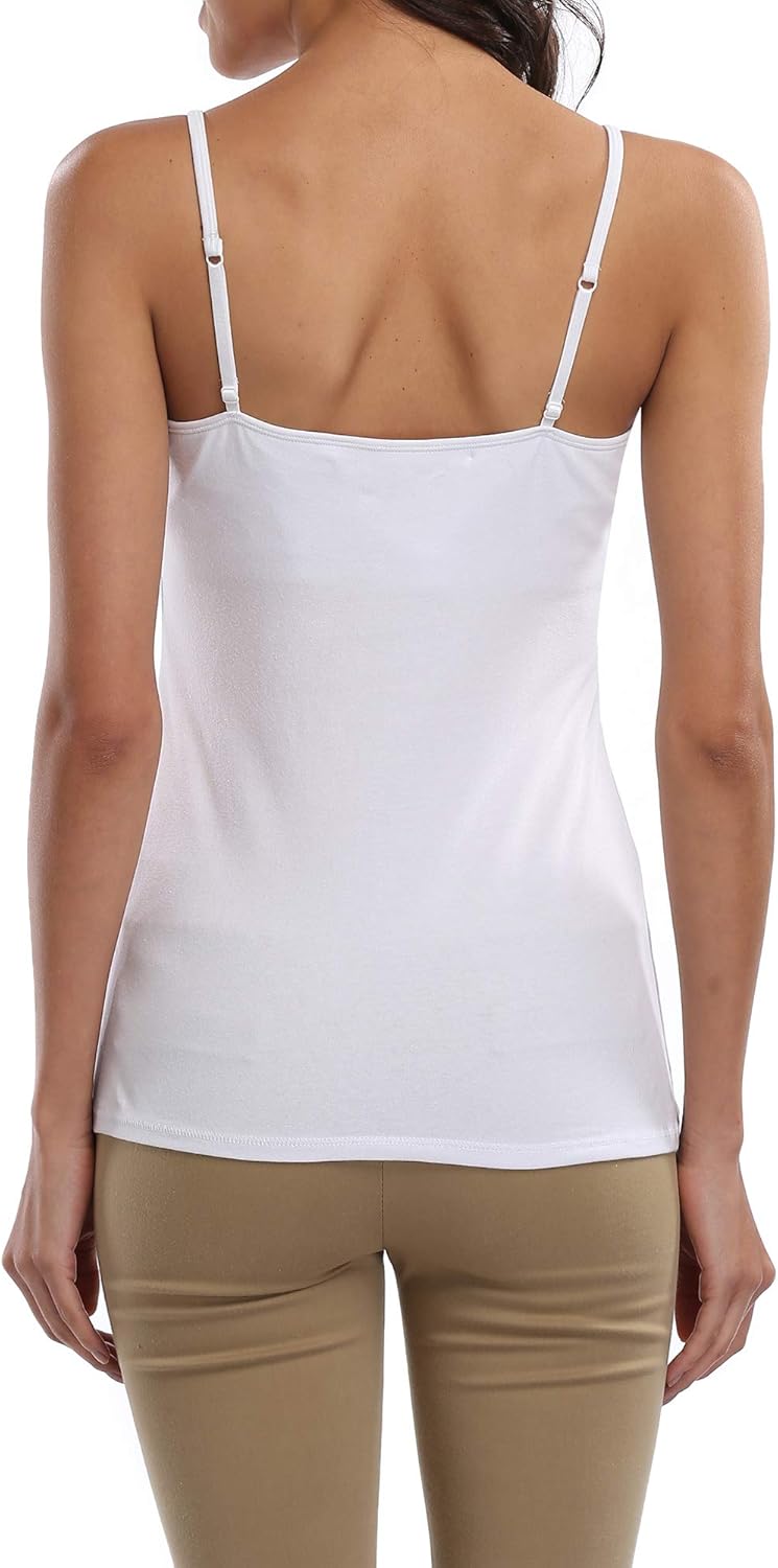 beautyin Women's Cotton Camisole with Shelf Bra Adjustable Spaghetti Strap Tank Top Cami Tanks at  Women’s Clothing store