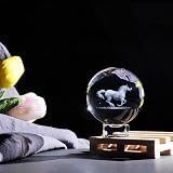 Ornalrist 2.36 in 6cm 3D Etched Horse Crystal Ball Ornament with Stand view 2