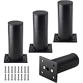 Kyuionty Set of 4 Furniture Legs 4 Inch, Adjustable Aluminum Alloy Cabinet Legs, Metal Round Sofa Support Foot, Adjustable Fe