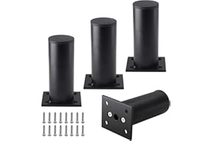 Kyuionty Set of 4 Furniture Legs 4 Inch, Adjustable Aluminum Alloy Cabinet Legs, Metal Round Sofa Support Foot, Adjustable Feet for Kitchen, Table, Cabinet, Shelves, 1.5 Inch Diameter