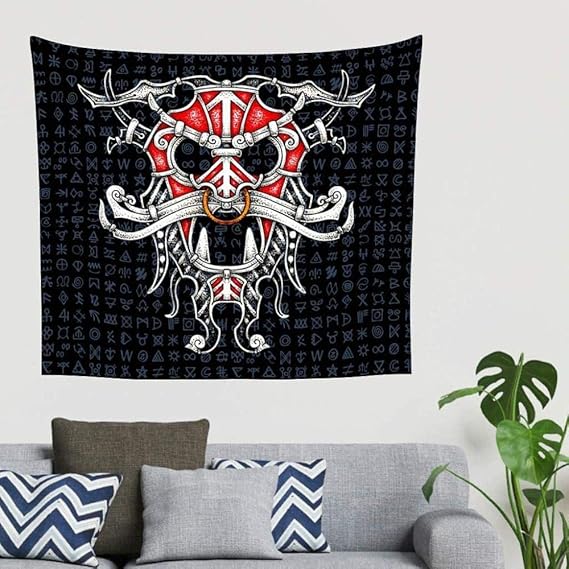 DWgatan Tapiz,Tapices,Bohemio Vintage Étnico Nórdico Guerrero Máscara