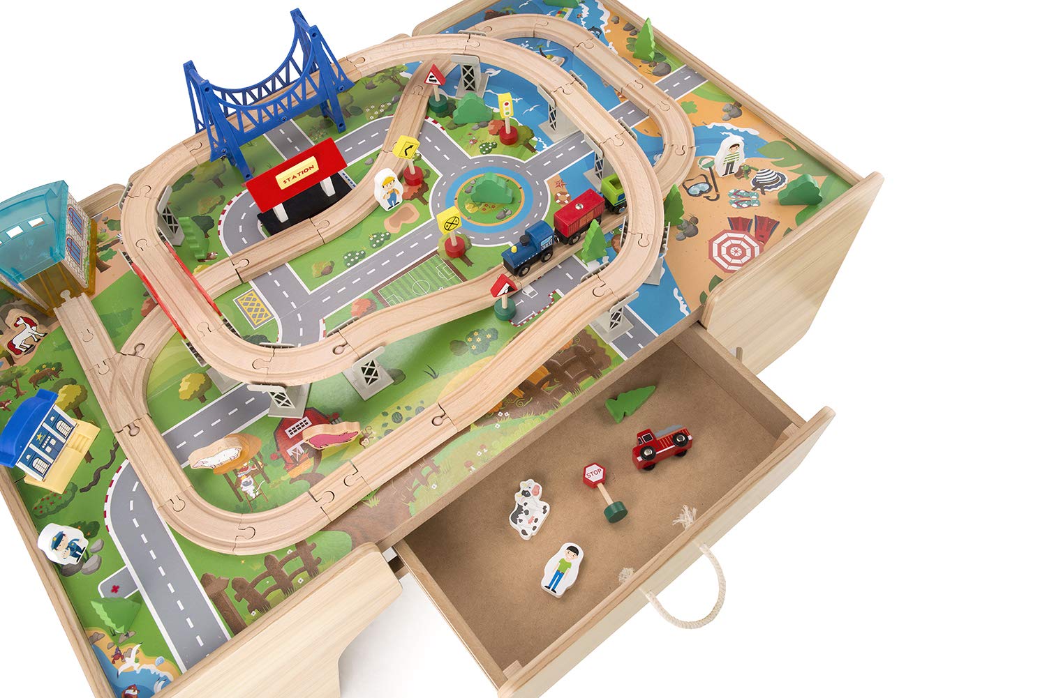 large train table with storage