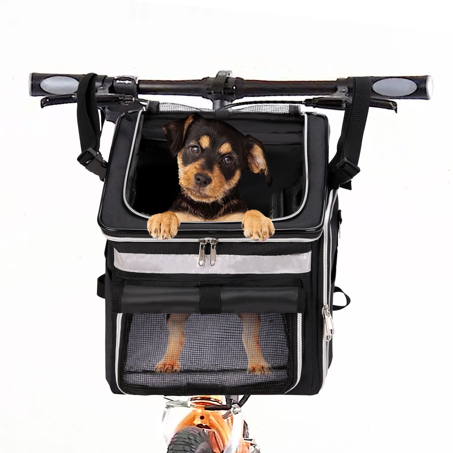 KGMCARE Pet Backpack for Dogs and Cats with Breathable Mesh Window Foldable Pet Backpack for Small Dogs and Cats 6kg Black