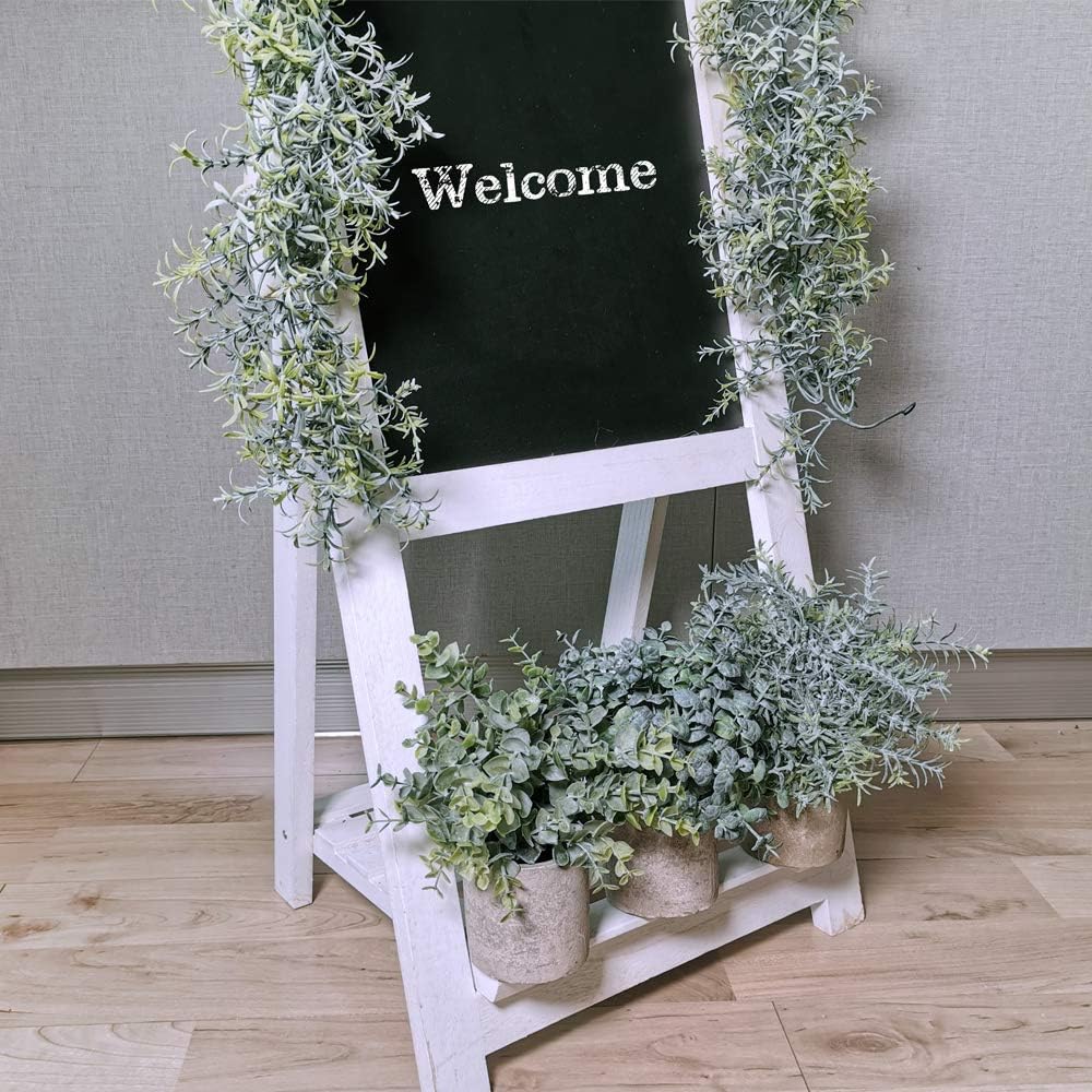 Winlyn Set of 3 Mini Potted Artificial Eucalyptus Plants Plastic Fake Green Rosemary Plant for Home Decor Office Desk Shower Room Decoration -