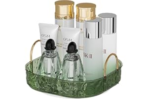 ZHIAI 360 Rotating Makeup Organizer, Bathroom Make Up Spinning Holder Rack, Large Capacity Cosmetics Storage Vanity Shelf Countertop for Bathroom, Kitchen, Dresser 1 Tier Green