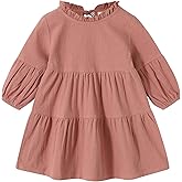 Toddler Kids Baby Girl Dress Lantern Long Sleeve Solid Color Casual Dresses Girls Fall Winter Outfit Clothes