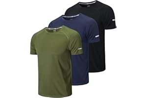 HUAKANG Men's 3 Pack Workout Shirts Quick Dry Moisture Wicking Short Sleeve Mesh Athletic T-Shirts