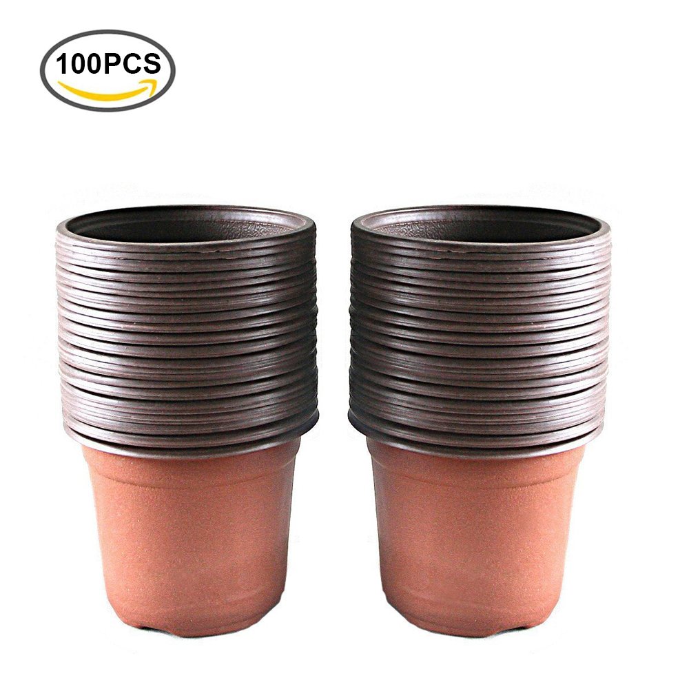 100 Pcs 4" Square Deep Nursery Pots plants black plastic Landmark