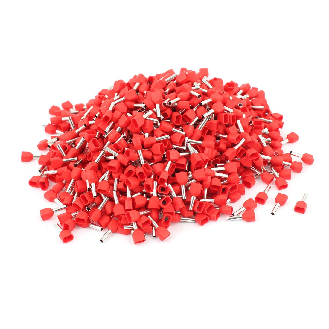 sourcing map 1000pcs TE1008 Dual Wire Insulated Ferrule Terminal for 2x18 AWG Line