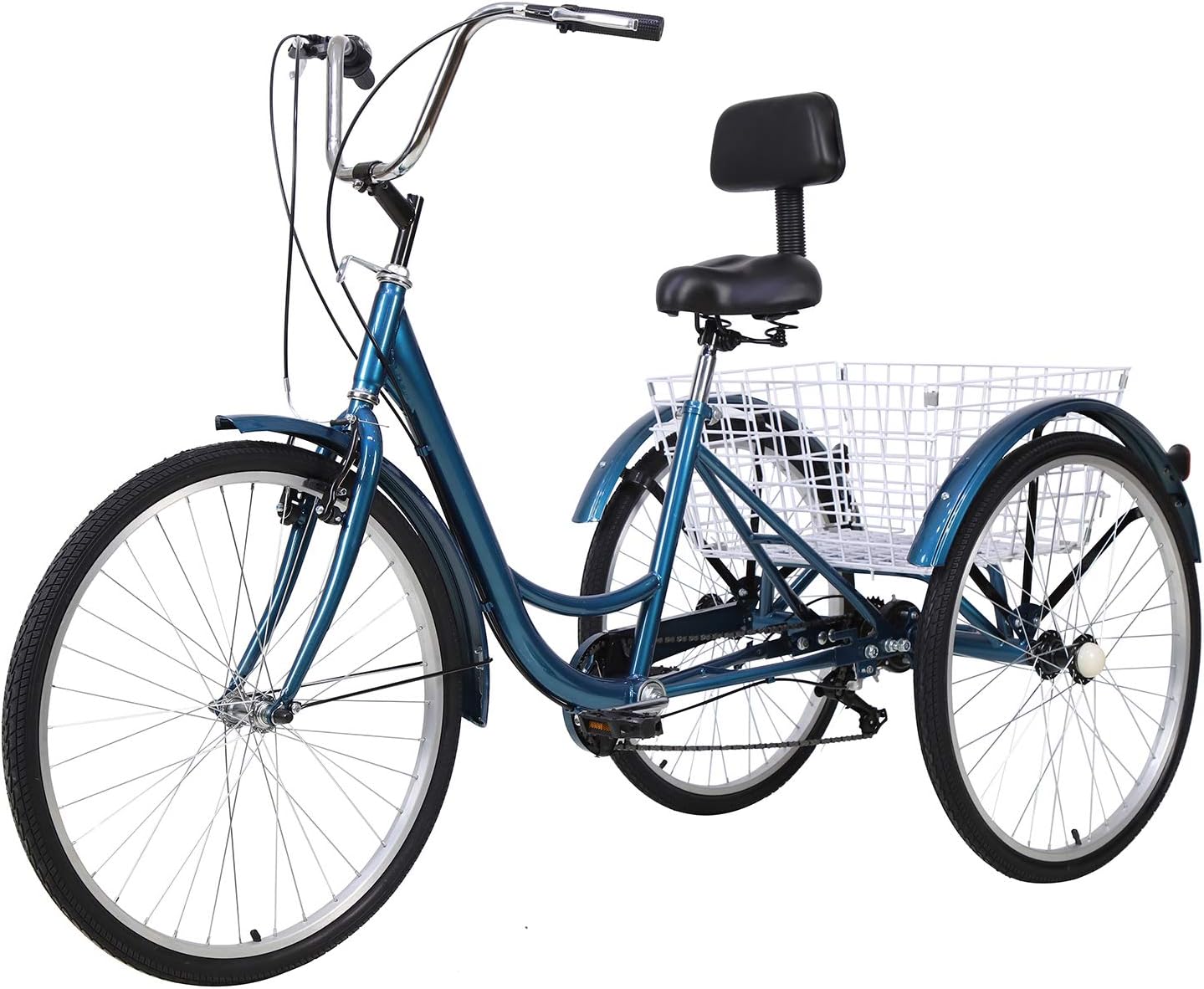 Slsy Adult Tricycles 7 Speed, Adult Trikes 20/24 / 26 inch 3 Wheel Bikes, Three-Wheeled Bicycles Cruise Trike with Shopping Basket for Seniors, Women, Men.