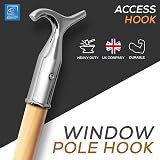TDBS Window Pole Opener and Loft Ladder Pole 118cm Smooth Wood Hook view 2