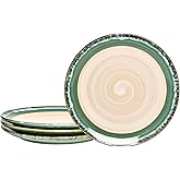 Bosmarlin Stoneware Dinner Plates, 10.5 inches, Set of 4 for Salad, Pasta, Dessert, Microwave and Dishwasher Safe (Green, 10.5 in)