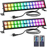Onforu Stage Lights 2 Pack 48W LED Wall Washer Light,IP66 Waterproof Outdoor RGB Light Bar with Timing,Wash Lights with DIY Colors 44-Key Remote for Garden Wedding Party