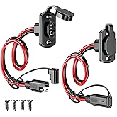 Depvko 2Pcs SAE Quick Connector Harness, 1FT 12AWG SAE Adapter Male Plug to Female Socket Cable, Waterproof SAE Extension Cord for Solar Panel Generator Battery Charger