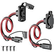MICTUNING 2-Pack 1.5ft 12AWG SAE Power Socket To SAE Connector Extension Cable – With 6 Fuses