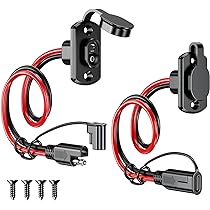 MICTUNING 2-Pack 1.5ft 12AWG SAE Power Socket To SAE Connector Extension Cable – With 6 Fuses
