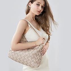 JINMANXUE Women Boston Bag Woven Vegan Leather