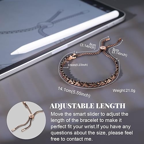RainSo Women Pure Copper Magnetic Bracelets Adjustable