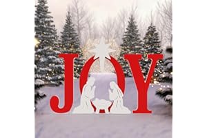 FUNNGO JOY Outdoor Christmas Decorations, 3-Piece Nativity Yard Decor Sign with Weather Resistant & Durable PVC Silhouettes for Yard, Patio, Lawn (42", Red/White)