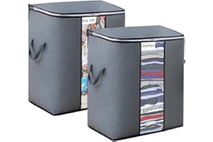 toresper 2Pcs closet organization and storage,Large Capacity toy storage with Reinforced Handles,Foldable Storage Bags with Clear Window for Clothes Pillow Blankets Bedding