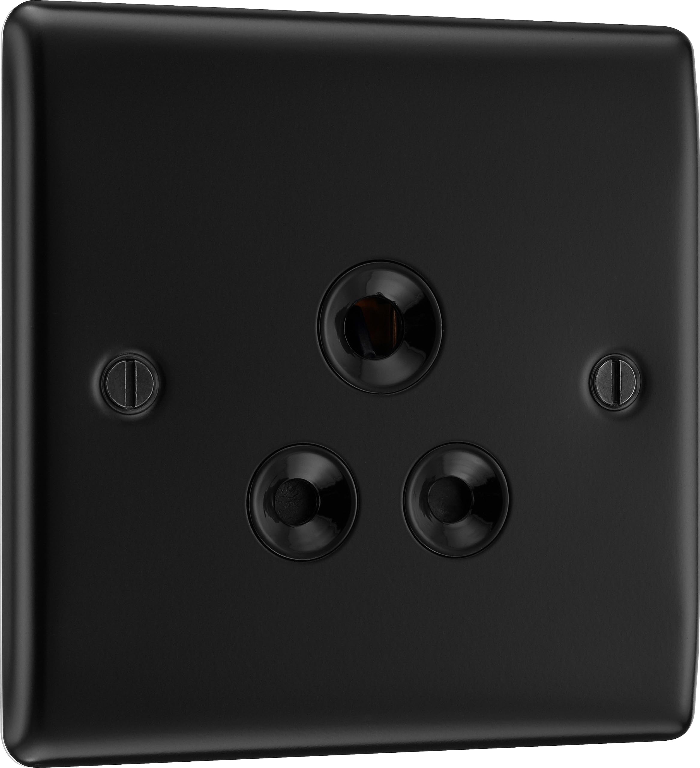 Nexus Metal Matt Black Single Round Pin Unswitched 5A Socket (Black Insert)