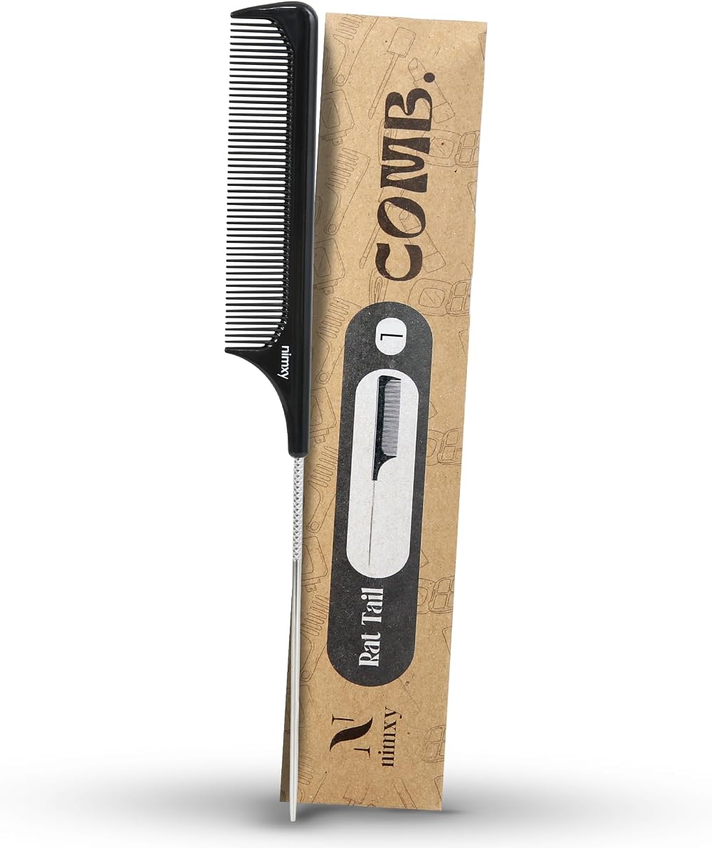 Nimxy Black Pin Tail Comb 23 cm Fine Tooth Parting Hairdressing Barbers