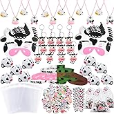 fozi cozi 134PCS Cow Birthday Party Favors Decorations,Farm Animal Birthday Party Supplies