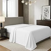 TEXAS LINEN CO. 100% Organic Cotton Percale Flat Sheet King Size - 1 PC Flat Sheet, White - Crisp, Cool and Strong Bed Linen, Top Sheets for Hot Sleepers, Luxury Breathable GOTS Certified Sheets