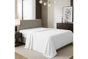 TEXAS LINEN CO. 100% Organic Cotton Percale Flat Sheet King Size - 1 PC Flat Sheet, White - Crisp, Cool and Strong Bed Linen, Top Sheets for Hot Sleepers, Luxury Breathable GOTS Certified Sheets
