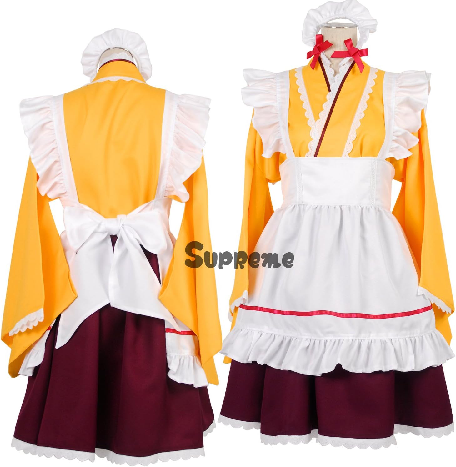 Amazon Animania メイド服 あんみつ 下町スイーツカフェのメイド 小町 和風メイド 衣装 レディースサイズ 大きいサイズ5l イエロー コスプレ 仮装 通販