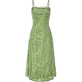 BTFBM Women's Summer Dress Sleeveless Spaghetti Strap Midi Dress Sexy Cowl Neck Floral Cocktail Dress Party Dresses