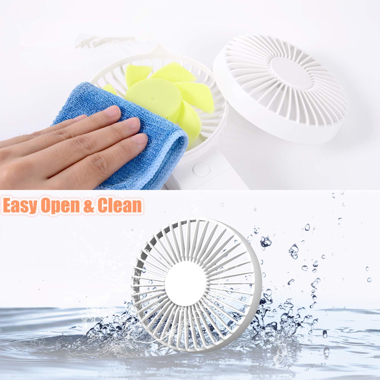 USB Desk Fan, VSTYLE 3 in-1 Foldable USB Clip Fan 360° Rotation 4 Wind Speed Mini Cooling Fan Rechargeable Table Fans for Sport/Travel/Home