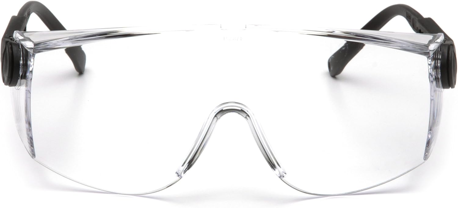 Pyramex Defiant Safety Eyewear, Jumbo Size Clear Lens with Black Temples : Hunting Safety Glasses : Sports & Outdoors