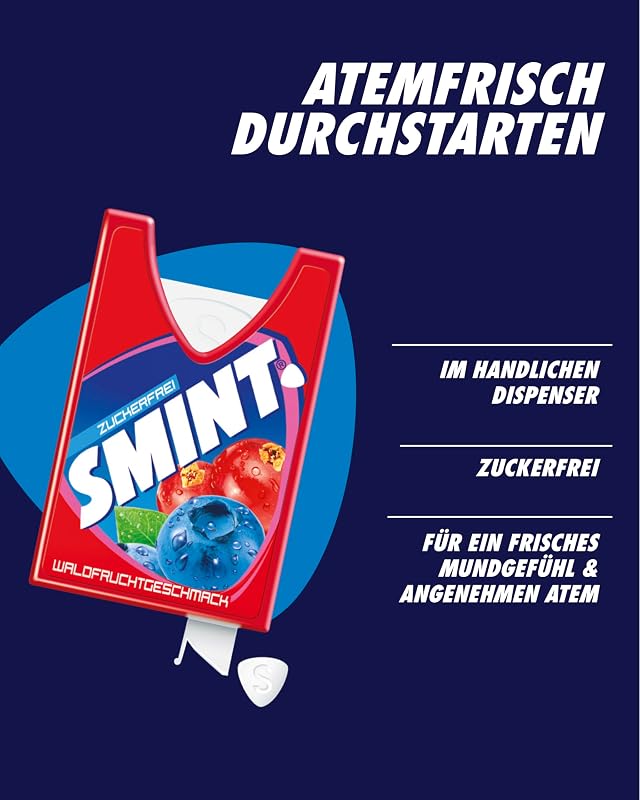 Waldfrucht, 12 Dispenser mit je 40 Wildberry-Pastillen, zuckerfreie Mints für über 2 Stunden frischen Atem (12 x 40 Stück)