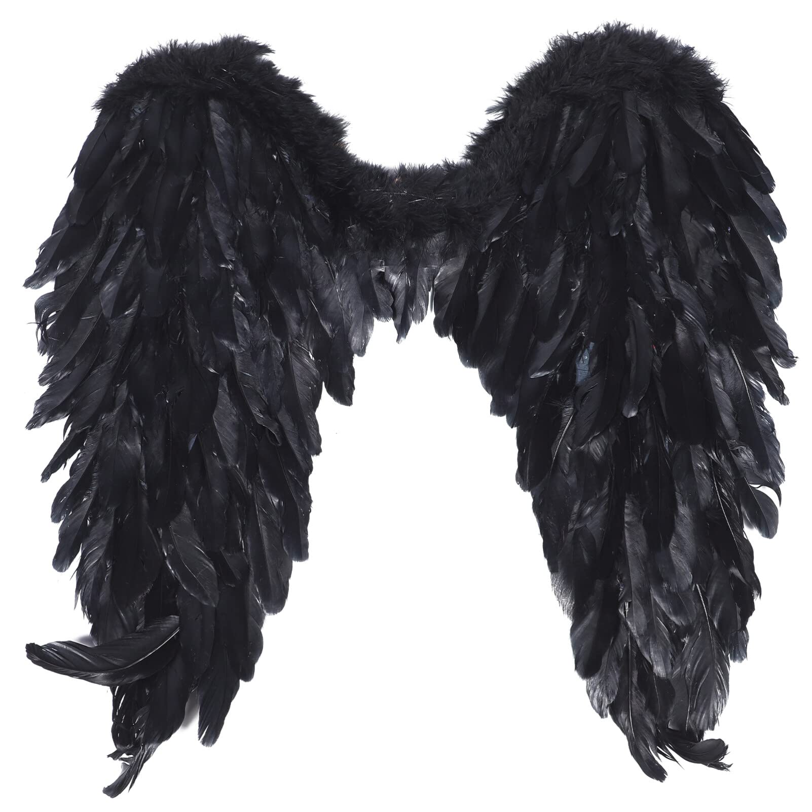 Garneck 1Pc Angel Fairy Wings Costume Fancy Dress Large 60 * 60CM Real Feather (Black)