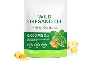 Cacukn Organic Oil of Oregano Capsules with Black Seed Oil, 6000mg Oregano Oil & 200mg Black Seed Oil per Serving, Immune Support, Non-GMO, Gluten Free, 120 Softgels