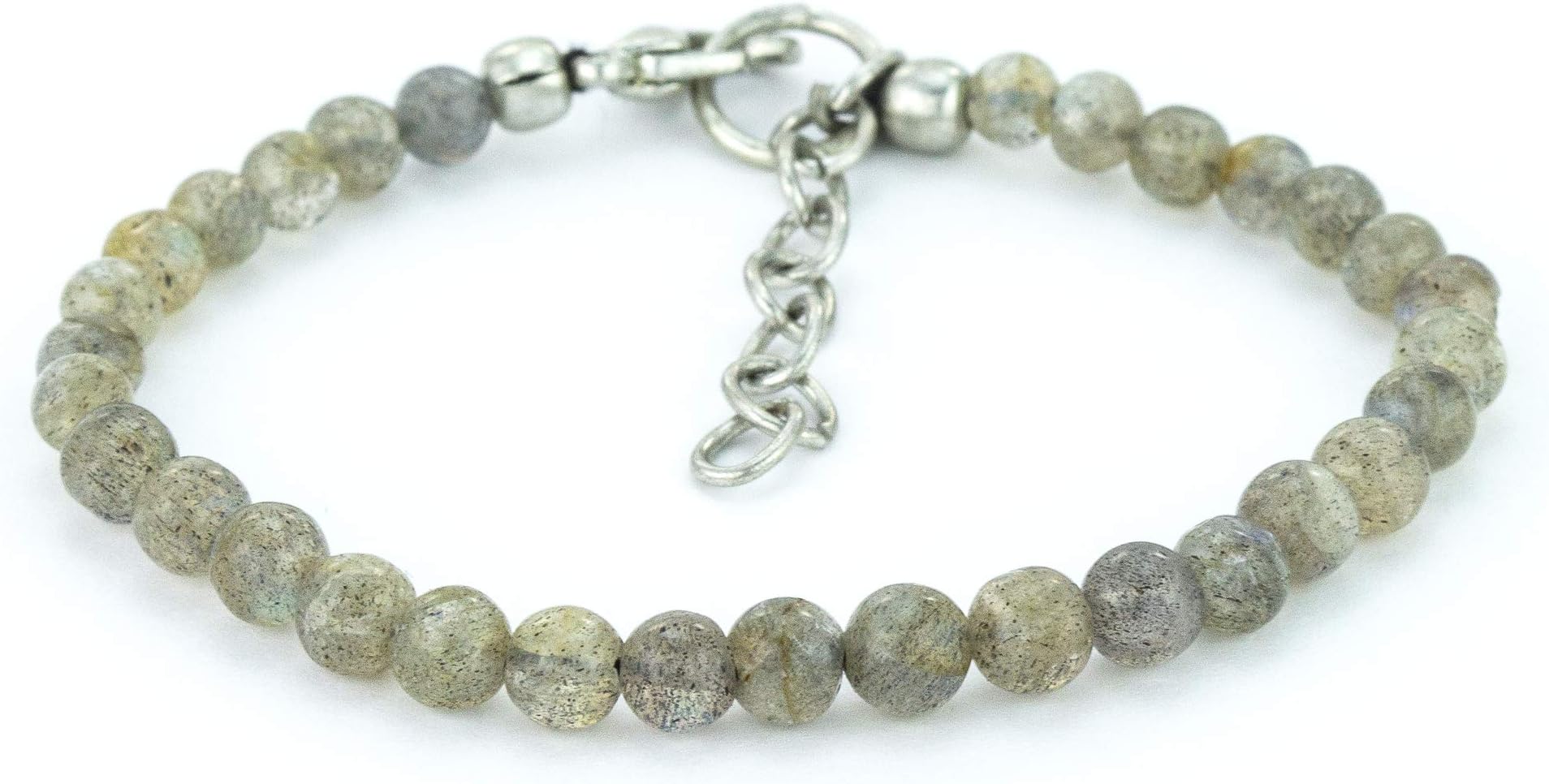 Labradorite Bracelet - Handmade Natural Grey Gemstone Beaded Crystal Healing Chakra Women Men Girls March Birthstone Stress Relief Jewelry Gift