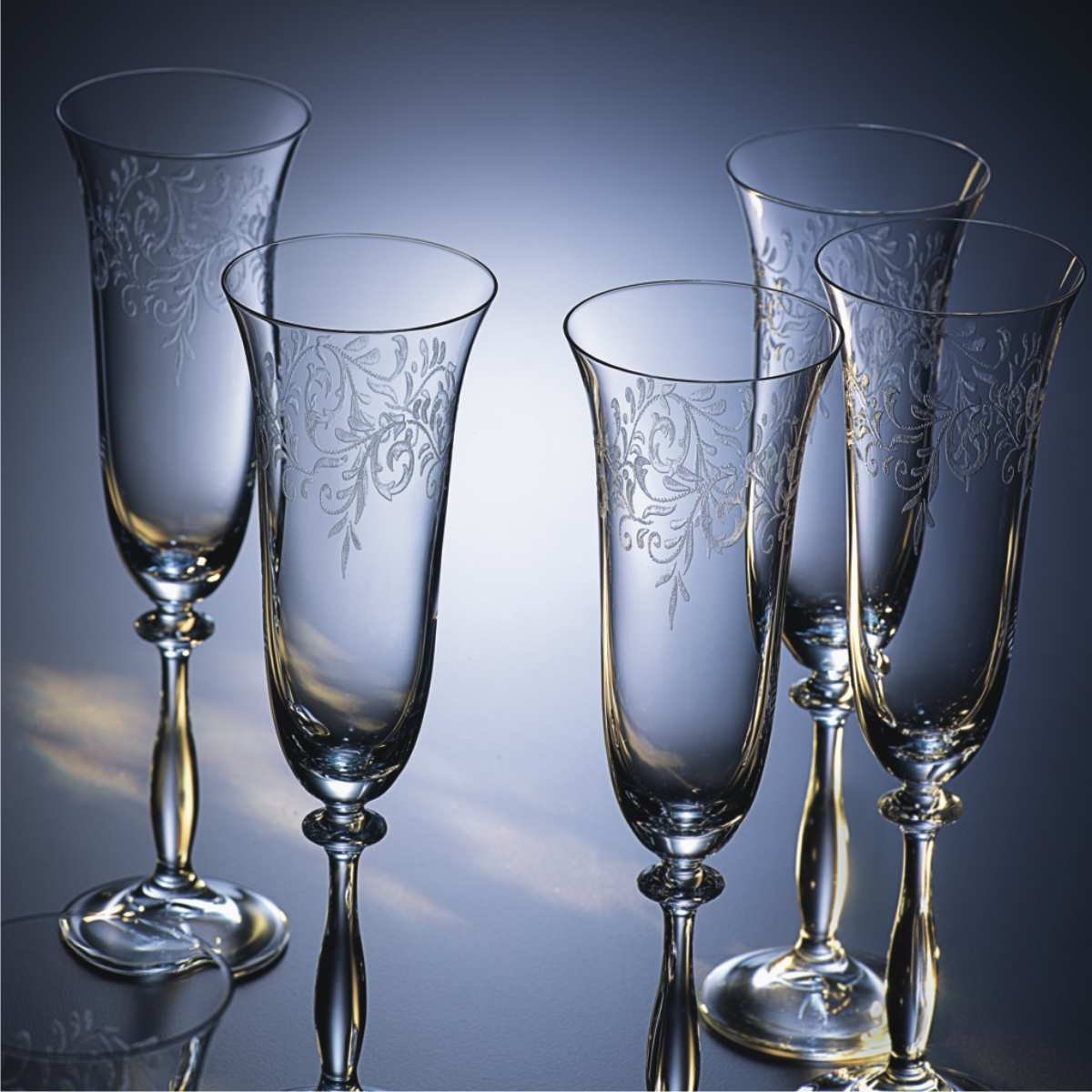 Bohemia Crystal 093/006/014 Romance Champagne Flute Set 190 ml Set of 6