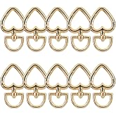 Coshar Heart Shape Swivel Snap Hook 360&deg; Rotatable Buckles Hanging Clasps | Metal Spring Key Chain Hook Clasps, Clip Hanging Hooks for DIY Crafts Key Chains, Pack of 10, 1.8"x1.1" (Gold)