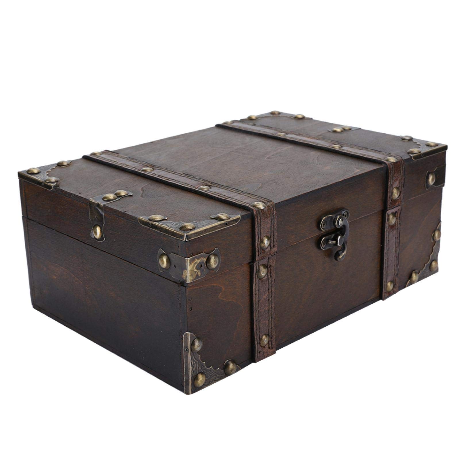 Decorative Treasure Jewelry Chest Box Case with Lock, for Books, Jewelry, Home, Kitchen Organizer (6282-2302)