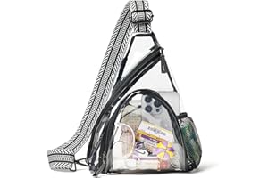 LATMAP Clear bags Stadium Approved Crossbody Sling Bag Fanny Pack Backpack Purses for Women Men Handbag for Stadium Events Black