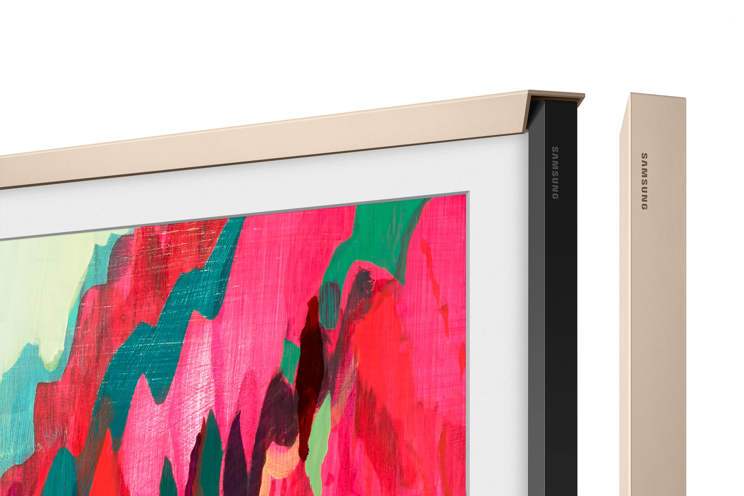 Photo 1 of Samsung 85” The Frame Customizable Bezel (2025 Model), Magnetic, Quick and Easy Installation, VG-SCFF85SGMZA, Sand Gold Metal..