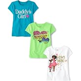 The Children's Place Girls' Sports,Trends,Icons Short Sleeve Graphic T-Shirts,3 Pack