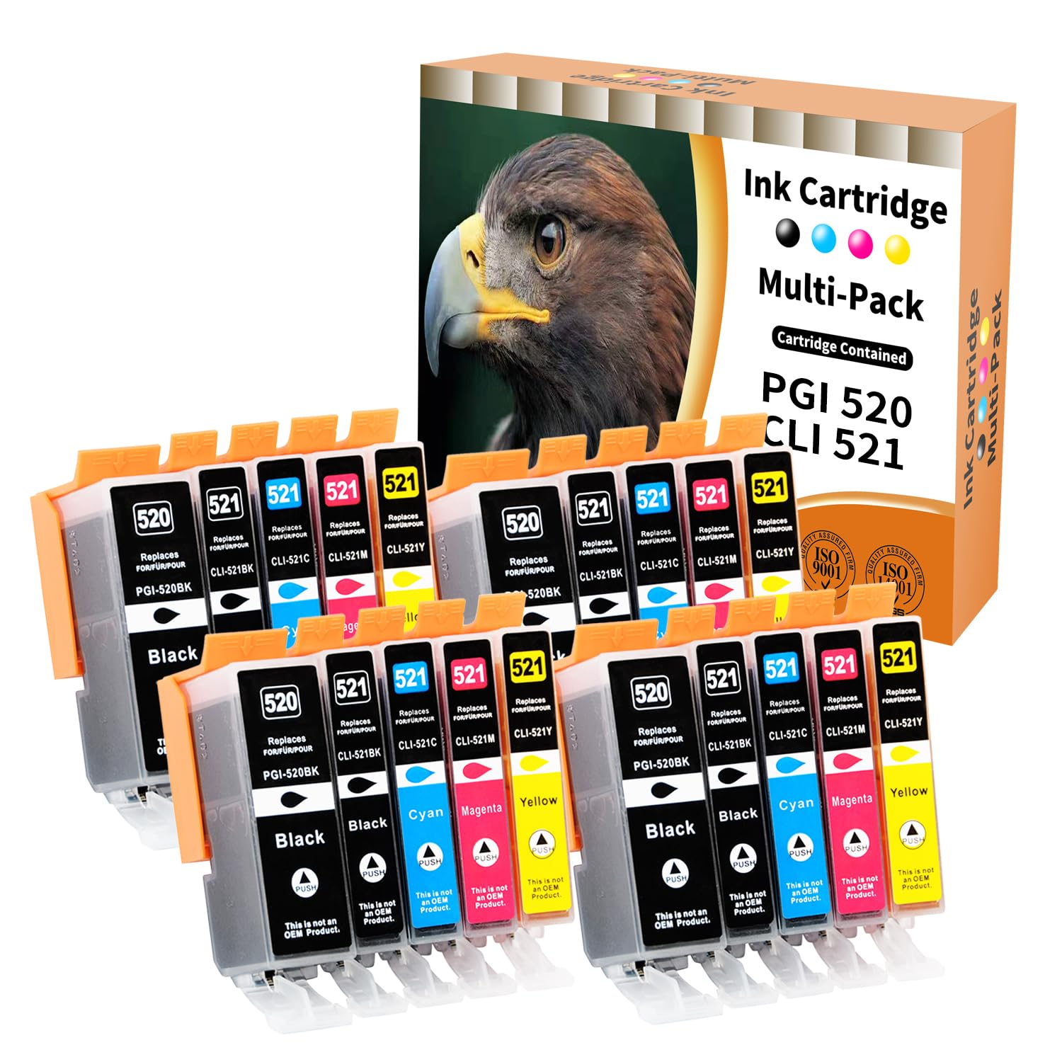 Set of 20 D&C Ink Cartridges s PGI-520 CLI-521 for Canon Pixma iP3600 iP4600 iP4700 MP540 MP550 MP560 MP620 MP630 MP640 MP980 MP990 MX860 MX870