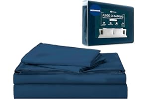 Bluelander Juego de Sabanas, Sabanas Matrimoniales, 4 Piezas, 1800 Hilos, Cómodas y Frescas, Calidad de Lujo, Hipoalergénicas, Lavado a Máquina (Azul Obscuro, Matrimonial)
