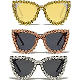 willochra cute Colorful Diamond Women Party Rhinestone Cat Eyes Gradient Sun glasses Shades for women