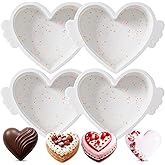 Potchen 4 Pcs 6 Inch Heart Shaped Cake Pans with Metal Reinforcement Frame Non-stick Silicone Heart Shaped Cake Molds for Baking